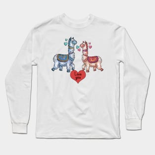 Valentines ALPACA Love you - Happy Valentine's day Long Sleeve T-Shirt